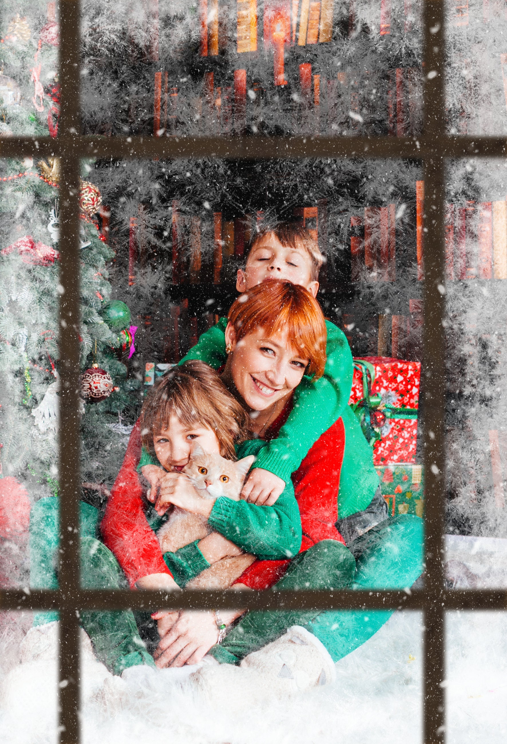 Christmas Window photo overlay template PNG Photoshop | Etsy