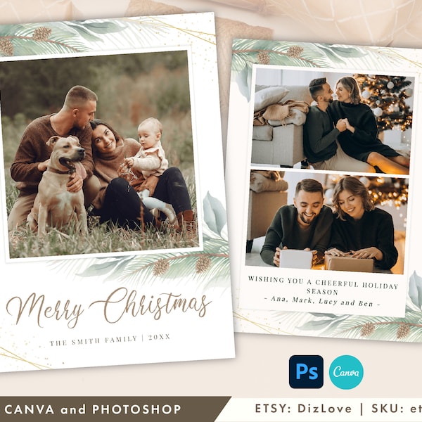 PHOTOSHOP / CANVA DIY Holiday Card Template 5x7, photo card,merry christmas card,Christmas card template,printable christmas card,ET108 CM05