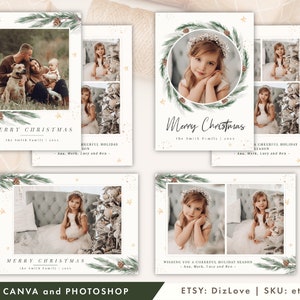 Weihnachtskartenvorlage Bundle, Weihnachtskartenvorlage Bundle, Weihnachtskartenvorlagen Set für Fotografen,Canva/Photoshop Kartenvorlage ET106 CM11