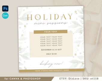 Christmas Mini Session Template without photo, Canva Holiday Mini Session Template, Holiday Marketing Board, for photographers ET118 CM12