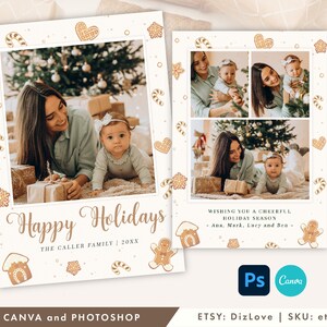 Modelo de cartão de Natal de gengibre, modelo de cartão canva/photoshop, modelo vertical, cartão de Natal DIY, cartão de Feliz Natal, et125 cm13
