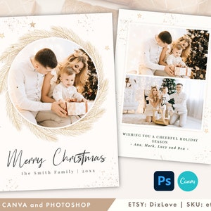 CANVA / Photoshop ouro modelo de cartão de Natal 5x7, modelo de cartão de férias DIY para fotógrafos, modelo de cartão de Natal de férias, et112 cm08