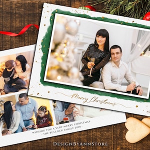 Plantilla de tarjeta de Navidad de Photoshop, plantilla de tarjeta de Navidad dorada, plantilla de polvo de oro, superposición de Navidad, plantilla de tarjeta navideña, KS04