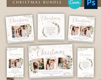 Christmas Mini Session Marketing Bundle, Canva Photoshop Template