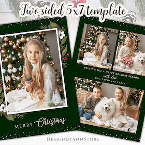 Modelo de cartão de Natal PHOTOSHOP 5x7, cartão fotográfico, cartão de feliz natal, modelo de mini sessão de Natal, modelo de cartão de férias, KS18 zk01