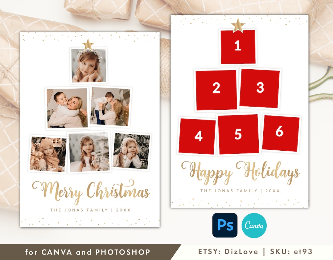 Christmas Tree Collage Template for CANVA and Holiday