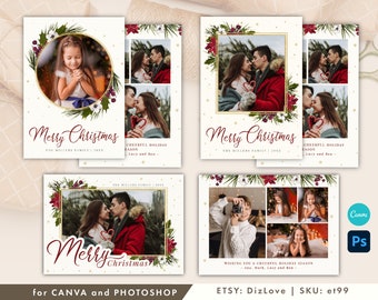Christmas Card Template Bundle, Holiday Card Bundle,  Christmas Card Template Set for photographers,canva/photoshop card template  ET99 CM02