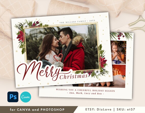 PHOTOSHOP/CANVA Christmas Card Template 5x7, photo card, merry christmas card,mini session, Holiday card template,for photographrs ET57 CM02