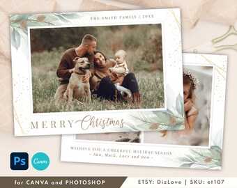 PHOTOSHOP / CANVA DIY Christmas Card Template 5x7, photo card,merry christmas card,Holiday card template,printable christmas card,ET107 CM05