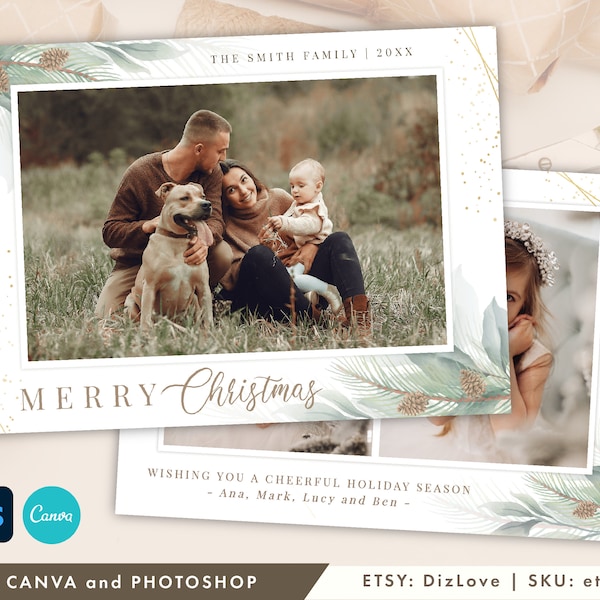 PHOTOSHOP / CANVA DIY Christmas Card Template 5x7, photo card,merry christmas card,Holiday card template,printable christmas card,ET107 CM05