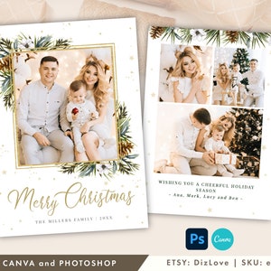 CANVA und PHOTOSHOP Weihnachtskartenvorlage 5x7, Fotokartenvorlage, Happy Holiday Kartenvorlage, für Fotografen CM03 ET54