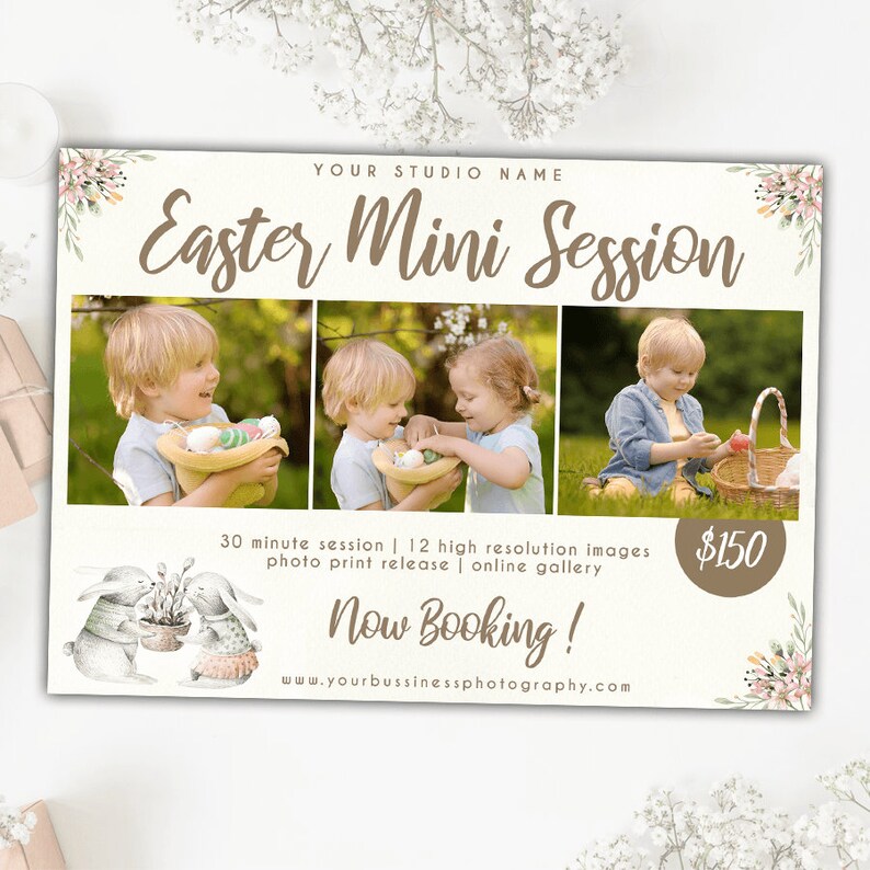 Spring Mini Session, Watercolor Template, Photography Marketing ...
