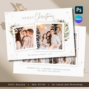 Modèle de carte de Noël Canva/Photoshop 5 x 7, carte photo, carte minimaliste, modèle de carte de vacances pour photographes, carte DIY, et143 cm03