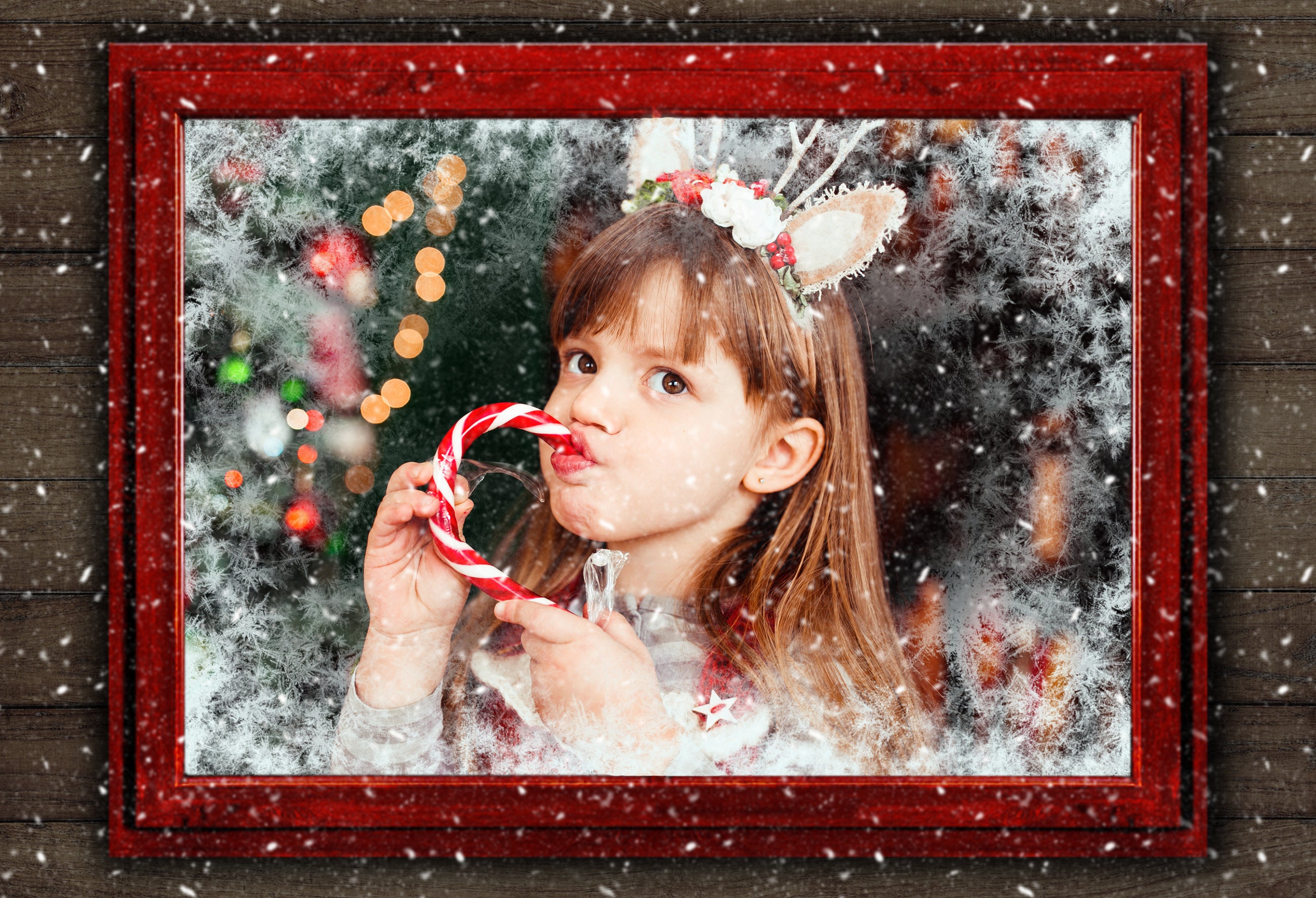 Christmas Window photo overlay template PNG Photoshop | Etsy