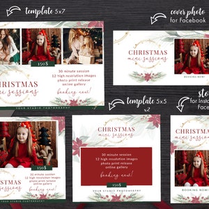Pacchetto di marketing per mini sessione di Natale, Bacheca di marketing di Natale, Modello per mini di Natale, Pacchetto vacanze, Mini di Babbo Natale, Instagram, CM06