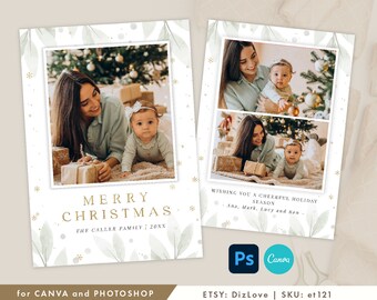 canva/photoshop vertical card template, Christmas card template, Holiday cards template,minimalist card,Happy Holiday photo card, et121 cm12