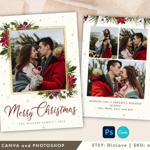 Modello di biglietto di Natale PHOTOSHOP 5x7, cartolina fotografica, cartolina di buon Natale, modello mini sessione di Natale, modello di biglietto di auguri, ET58 CM02