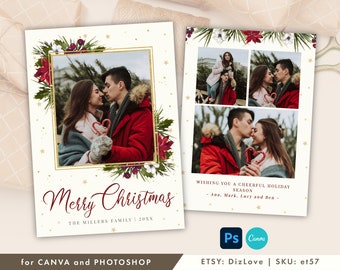 PHOTOSHOP kerstkaartsjabloon 5x7, fotokaart, vrolijke kerstkaart, kerstminisessiesjabloon, vakantiekaartsjabloon, ET58 CM02