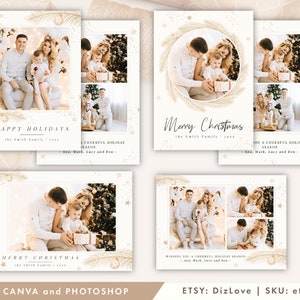 Gold Weihnachtskarte Vorlage Bundle, Glitter Urlaub Karte Bundle, Weihnachtskarte Vorlage Set für Fotografen, Canvas / Photoshop ET113 CM08