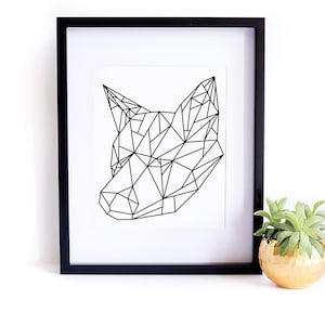 Geometric fox print, digital fox, geo fox, digital wall art, digital print, printable wall art, print, fox, minimalist art, minimalist print