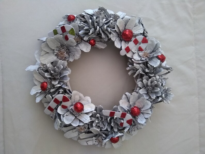 White Christmas Door Or Candle Wreath Etsy