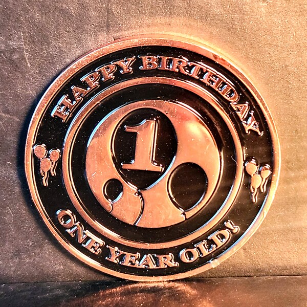 One Year Old Happy Birthday Keepsake Medals Token, Achievement, Accomplishment, Gift Baby, Toddler, Child / Stocking Stuffer / Holiday