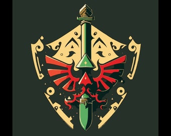 Zelda Master Sword Triforce Master Shield PNG SVG Files Digital Ocarina of Time Legend of Zelda // Switch // Cool // Sticker // Poster BOTW