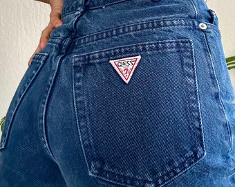 90s Vintage Guess Denim Shorts in navy blue