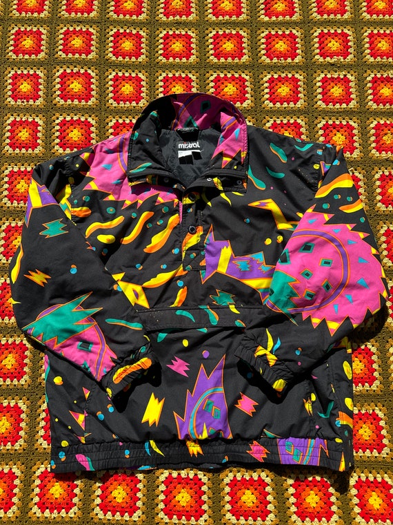 Vintage 80s 90s abstract puffy patterned pull over - image 1