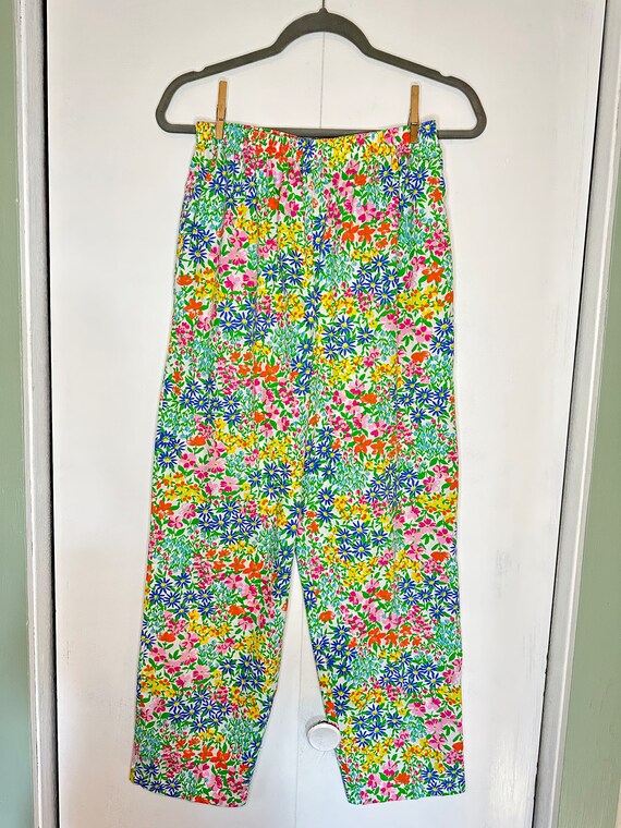 Vintage floral cotton pants - image 2