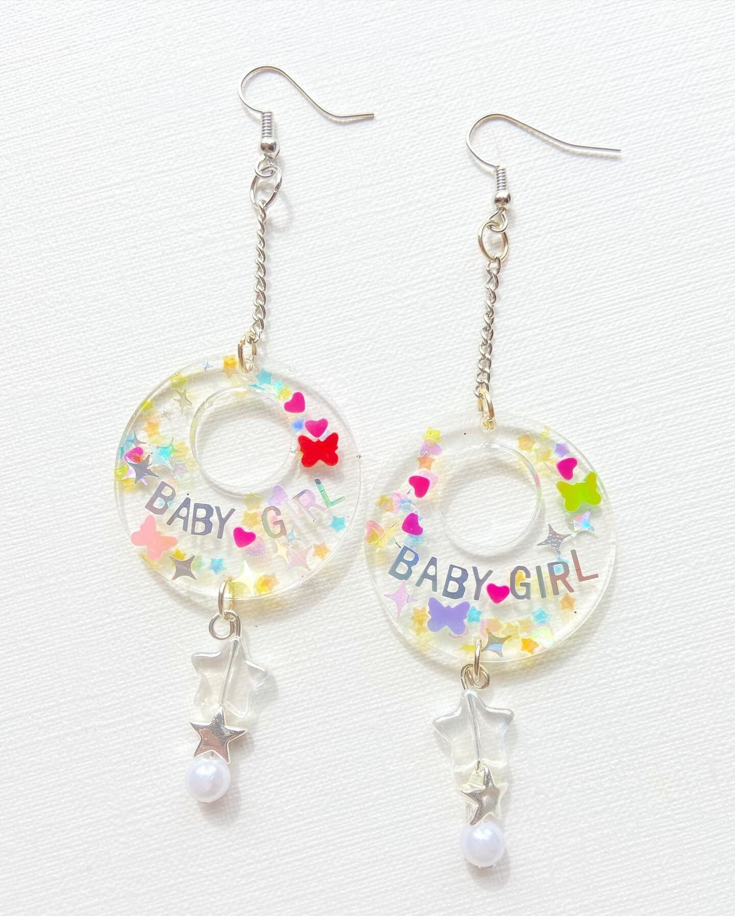 Baby Girl Handmade Resin Earrings Etsy