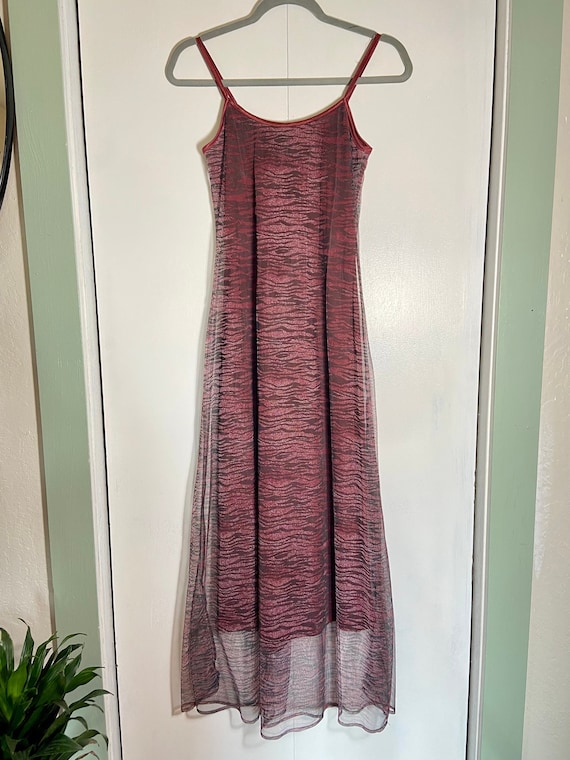 Vintage Y2K Mesh Zebra Print Dress