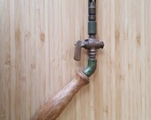 Antique Wooden Torch Handle with Brass Valve and Tip