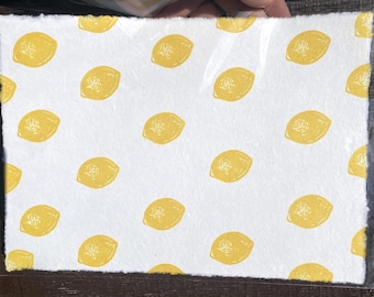 Summer Lemon Pattern Stamp, Hand-carved and Illustrated Unique Linocut