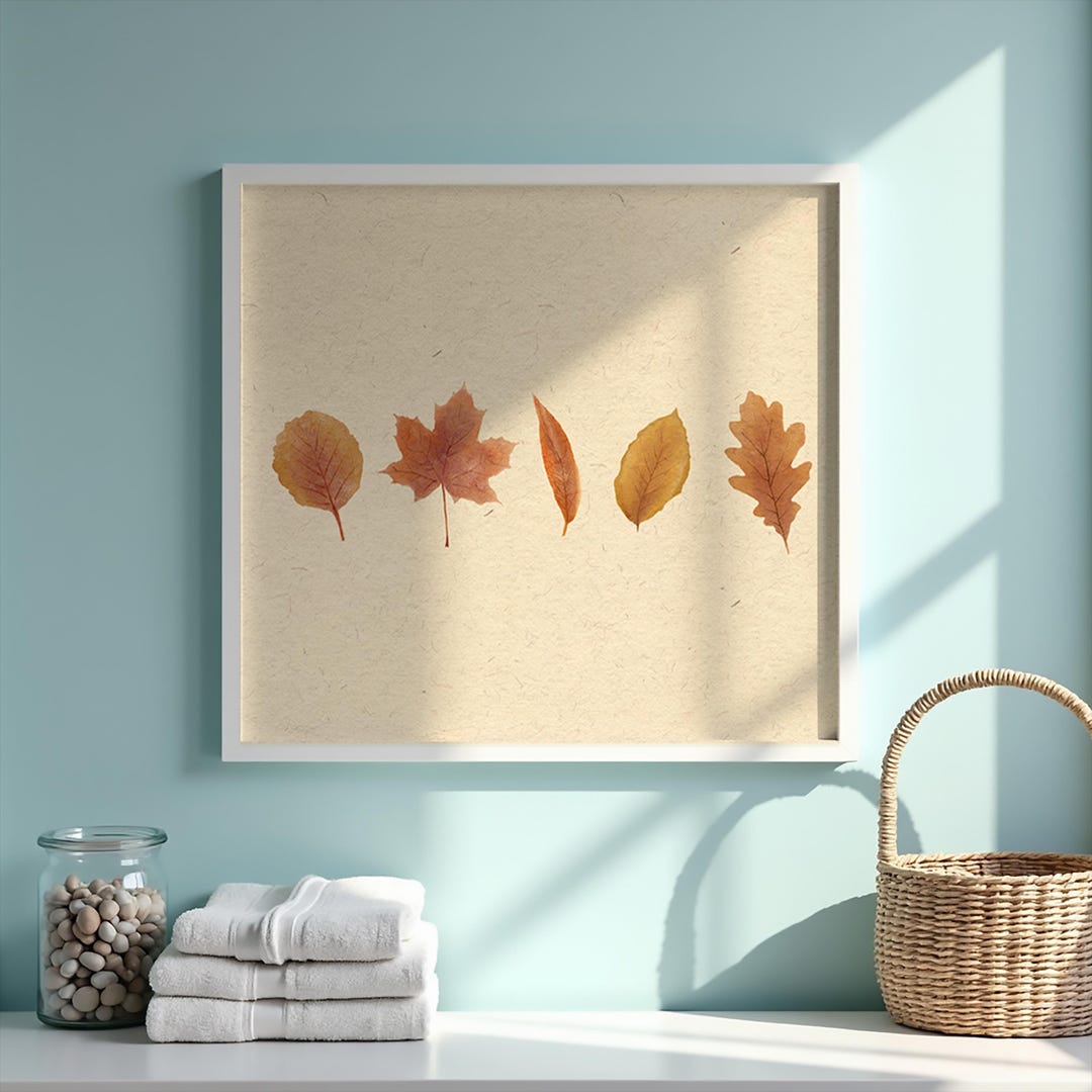 Printable Fall Leaves Wall Art, Autumn Seasonal Decor, Digital Artwork ...