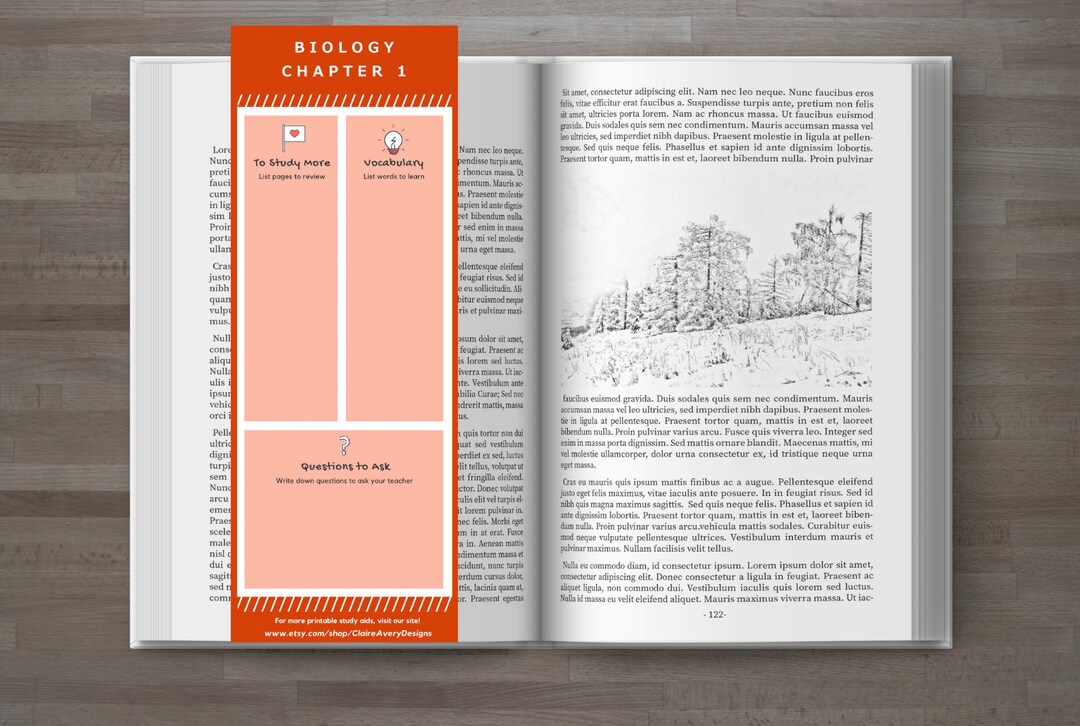 Printable Bookmark Study Guide - Instant Download - Red Template for ...