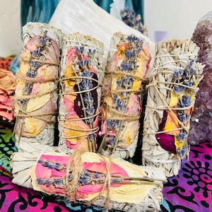 Smudging/ White Sage, Lavender Smudge Sage, Rose Petal Smudge Sage, Sage Stick , Magical Smudging Sage, Energy Clearing, Easter  Gift