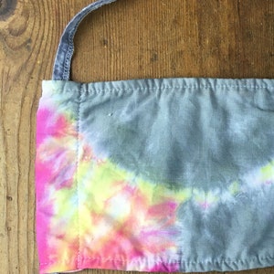 Magenta Yellow and Grey Tie Dye Smiley 100% Cotton  3 Layer Fabric Face Mask