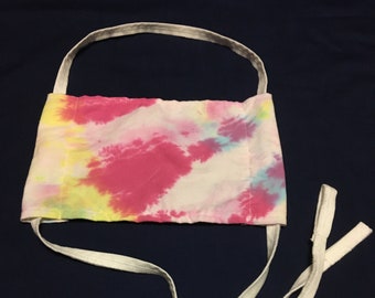 100% Cotton Face Mask Dye and Tie/Pink/Yellow/Blue/White Splash!!!