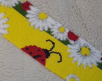 Ladybird & Flowers Peyote Bracelet