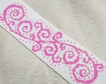 Pink Swirl Beaded Peyote Bracelet