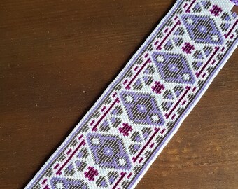 Purple Diamond Pattern Peyote Stitch Bracelet