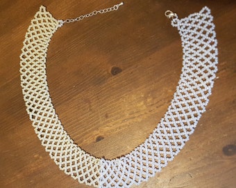 Lemon & White Two Tone beaded Collar Necklace