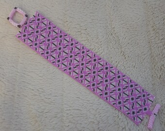 Pink Geometric Peyote Bracelet