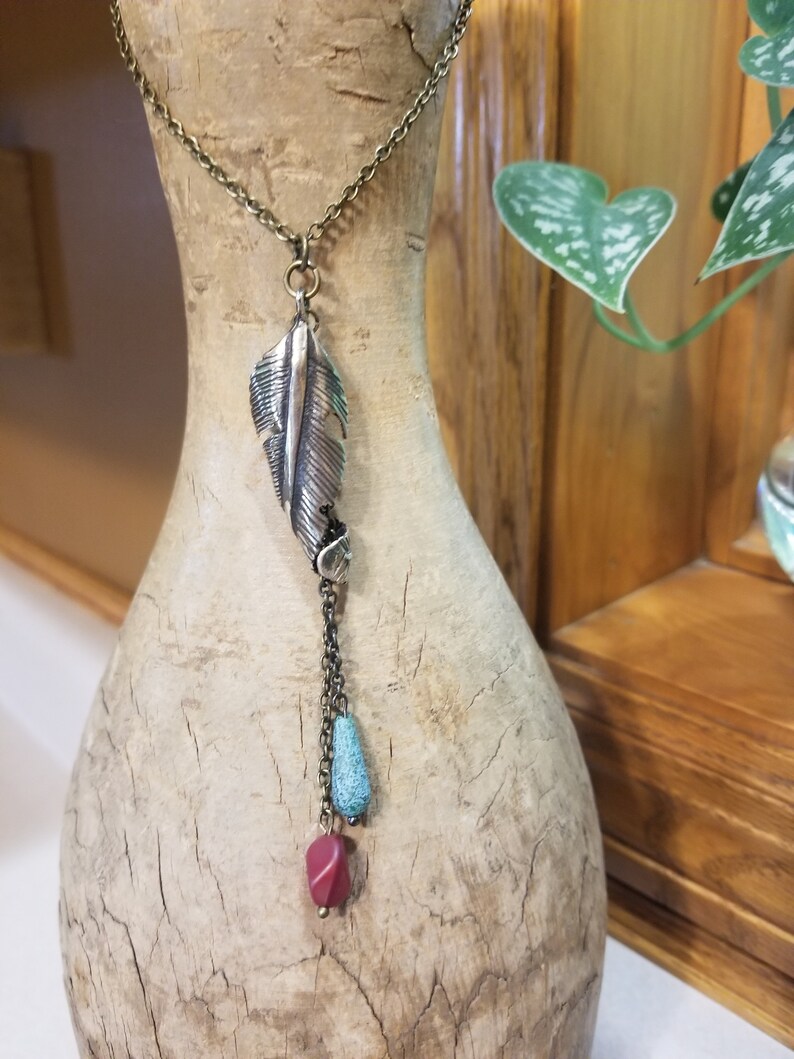 One of a Kind Sterling Silver Leaf Bronze Flat Cable Chain InspiredAtRandom 194 Layered Look Fun Rolled Sterling Silver Leaf Necklace