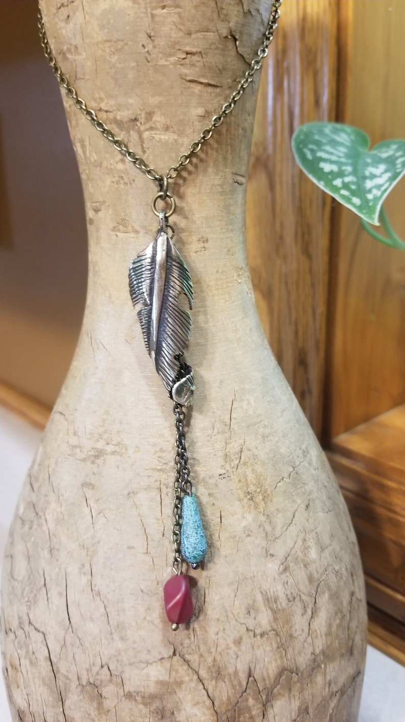 One of a Kind Sterling Silver Leaf Bronze Flat Cable Chain InspiredAtRandom 194 Layered Look Fun Rolled Sterling Silver Leaf Necklace