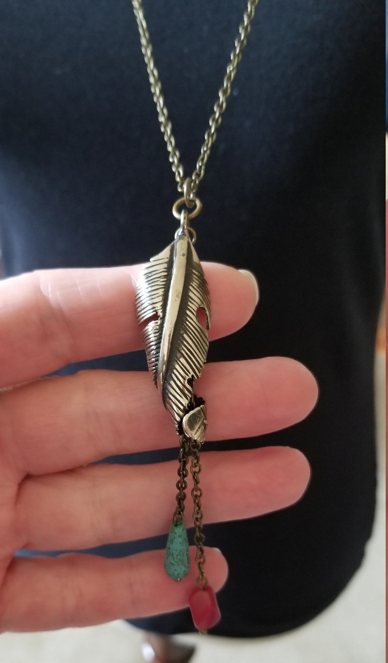 One of a Kind Sterling Silver Leaf Bronze Flat Cable Chain InspiredAtRandom 194 Layered Look Fun Rolled Sterling Silver Leaf Necklace