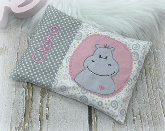 Heat pillow customizable, baby heat pillow, grain pillow | hippopotamus | Hippo | Spelled or cherry stone lining
