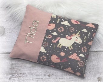 Wärmekissen personalisierbar, Babywärmekissen, Körnerkissen | Einhorn | Dinkel-, Raps- oder Kirschkernfüllung