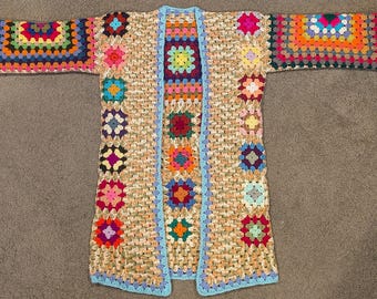 OOAK Granny square crochet cardigan handmade (Small)